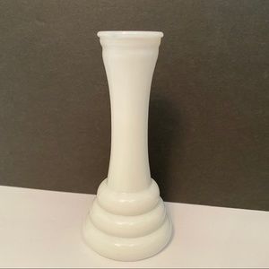 RANDALL VASE WHITE MILK GLASS BUD FLOWER 6” 3 RING HOME ACCENT VINTAGE